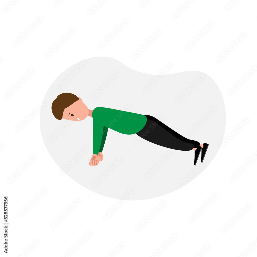 Push flat illustration. Bodybuilding, chest exercise, fitness training flat illustration of character. design element Push flat illustration. Bodybuilding, chest exercise, fitness training flat illustration of character. design element