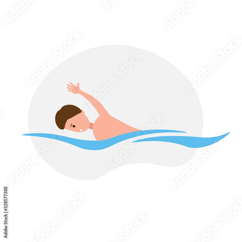 swimming man flat illustration. sportsman design element