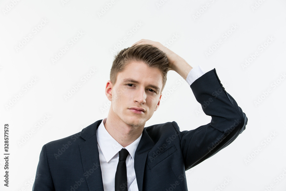Portrait of young man on white background Portrait of young man on white background
