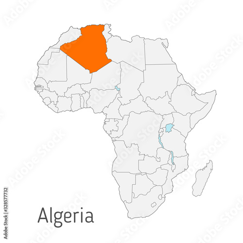 Vector illustration: Map of Africa with state borders. Algeria