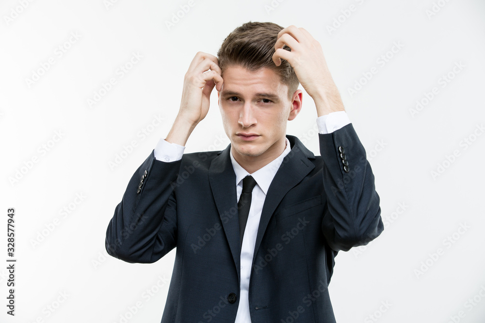 Portrait of young man on white background Portrait of young man on white background
