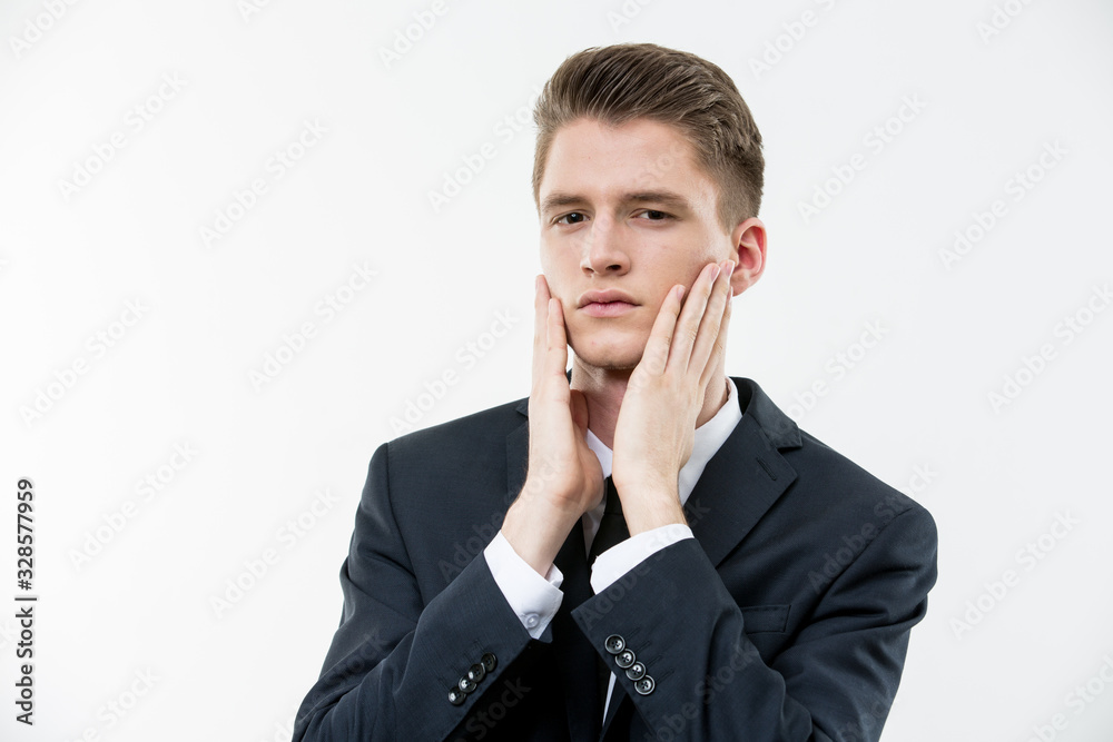 Portrait of young man on white background Portrait of young man on white background