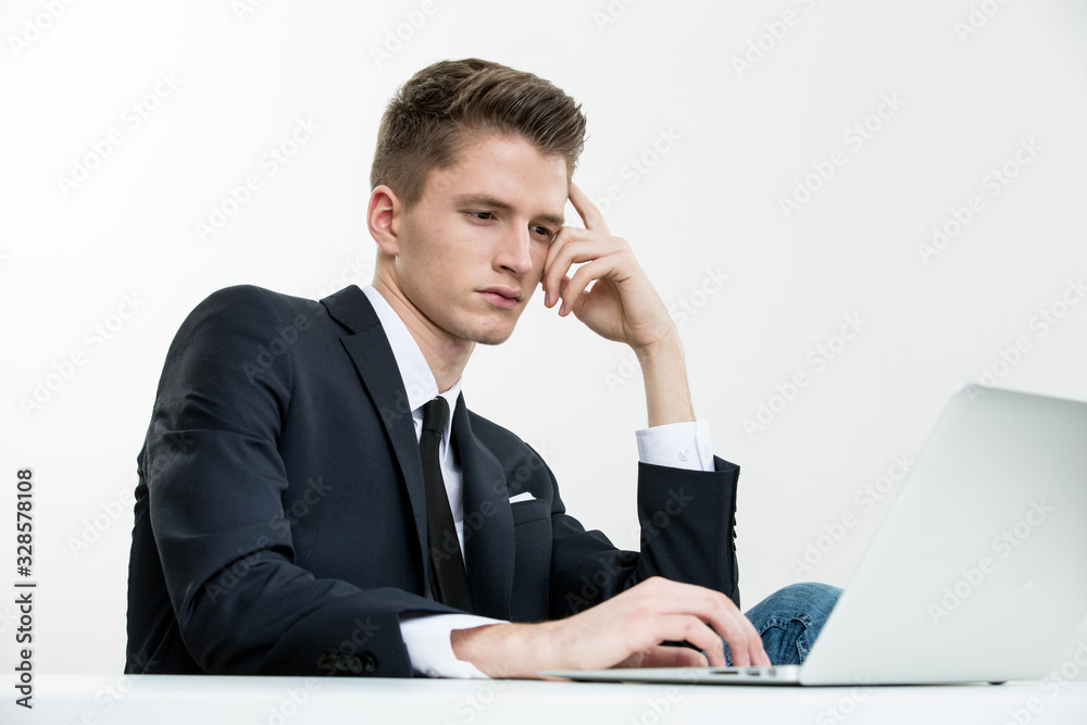 Portrait of young man on white background Portrait of young man on white background