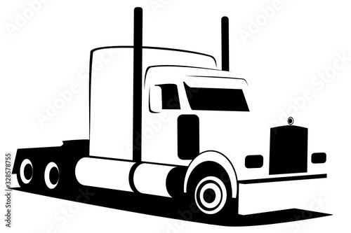 Dynamic vector illustration of an American truck of the Class 8 which can be used as a logo of a company