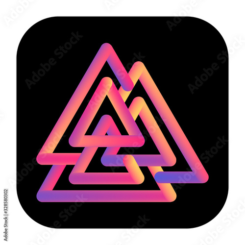 Viking Valknut icon. Colorful gradient liquid logo.