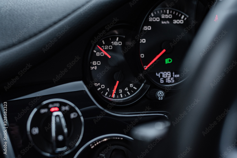 daschboard of a car, oil temp and pressure