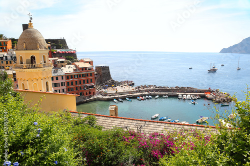 Vernazza Cinque Terre, Italy - view of the beautiful fishing village and its harbor