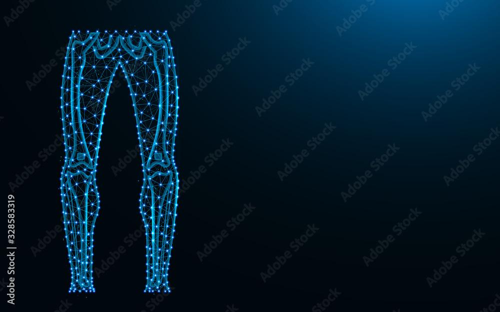 Legs made from points and lines on dark blue background, Skeleton of the legs wireframe mesh polygonal vector illustration Legs made from points and lines on dark blue background, Skeleton of the legs wireframe mesh polygonal vector illustration