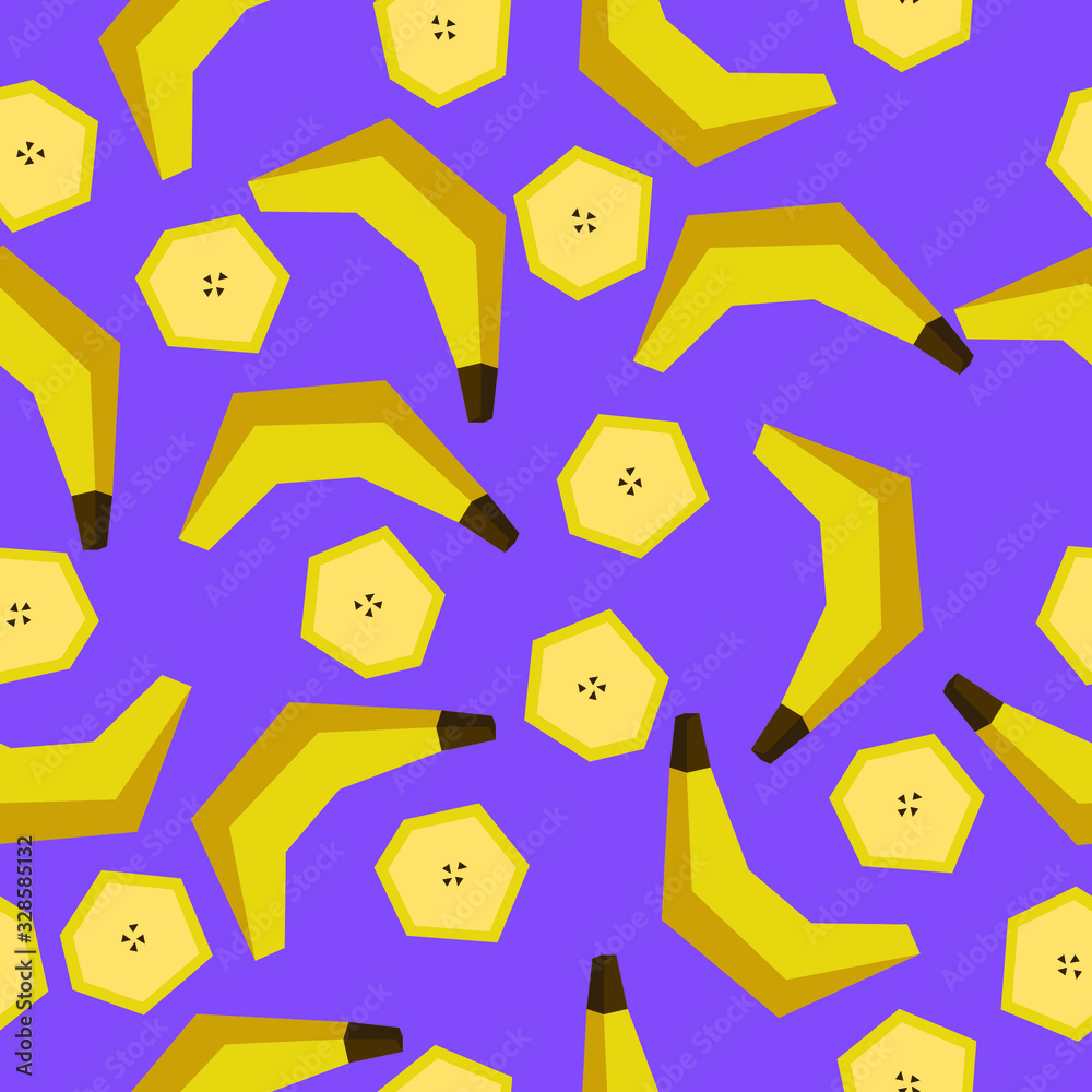 Obraz premium banana fruit pattern. vegan art vector