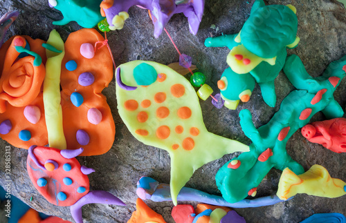 Little sea animals made with playdough