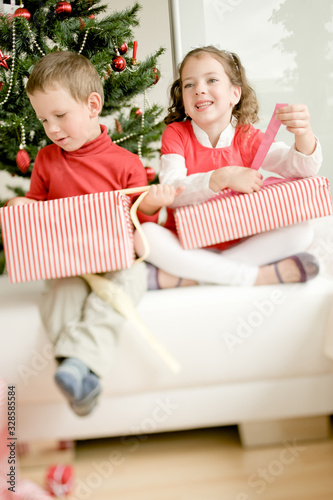 Happy children enjoying Christmas atmosphere