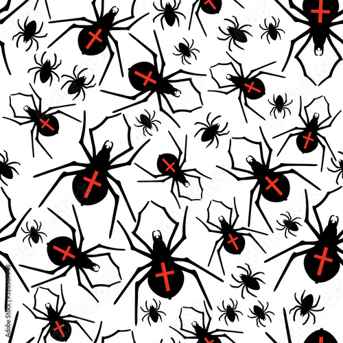 Vector seamless pattern with spiders © sntpzh