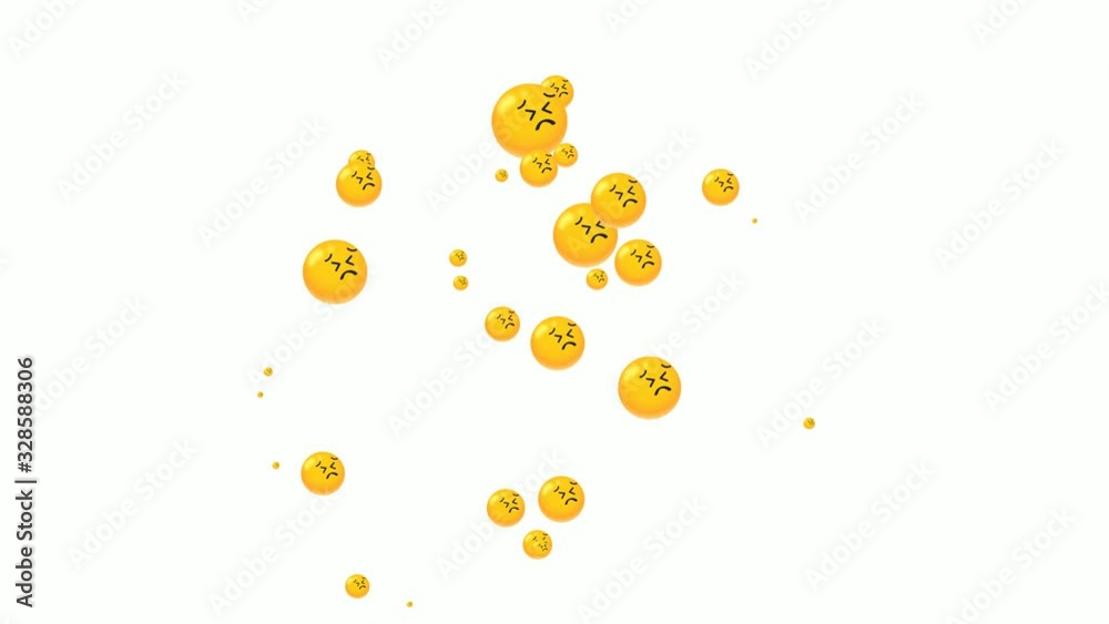 exhausted emoticons flying animation. social media motion isolated on white background.