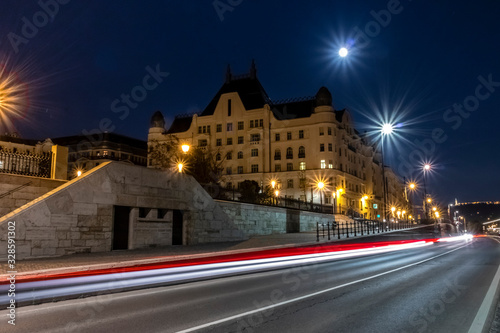 night view of street in Budapest