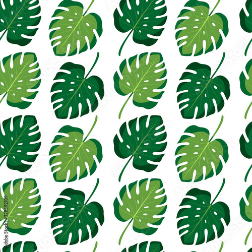 Seamless pattern with tropical leaves. Vector illustration. © Tatyana