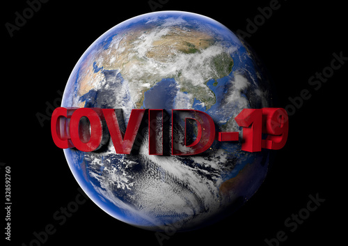 Coronavirus flu COVID-19 on globe Earth. 3d rendering toned image. Elements of this image furnished by NASA.