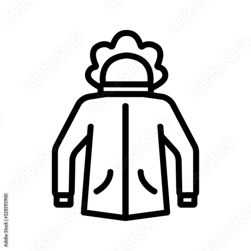 Winter jacket icon vector. Thin line sign. Isolated contour symbol illustration