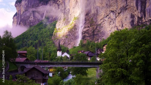 Amazing nature of Switzerland in a small town Lauterbrunnen