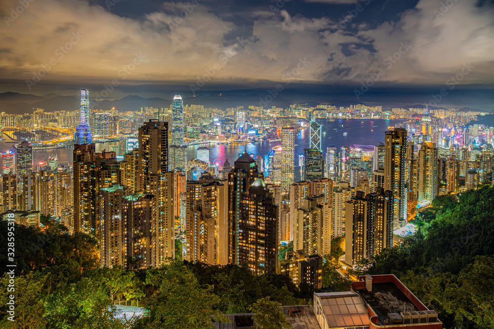 Naklejka premium Skyline Hong Kong