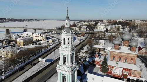 Slow cinematic flight by the Russian Church (