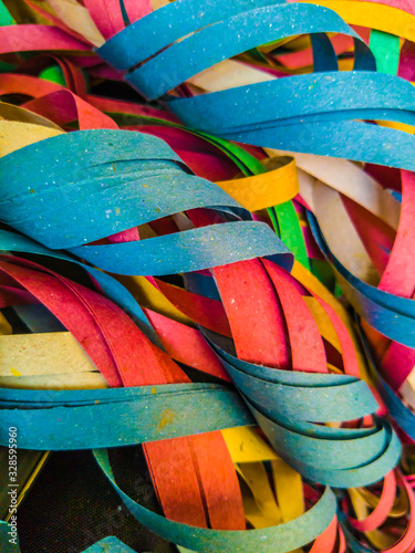 Very colorful Brazilian carnival streamers, are made of recycled paper and last for only one party.