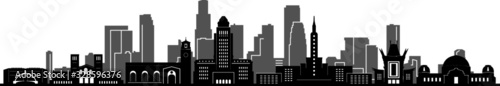 Los Angeles Skyline Silhouette Cityscape Vector