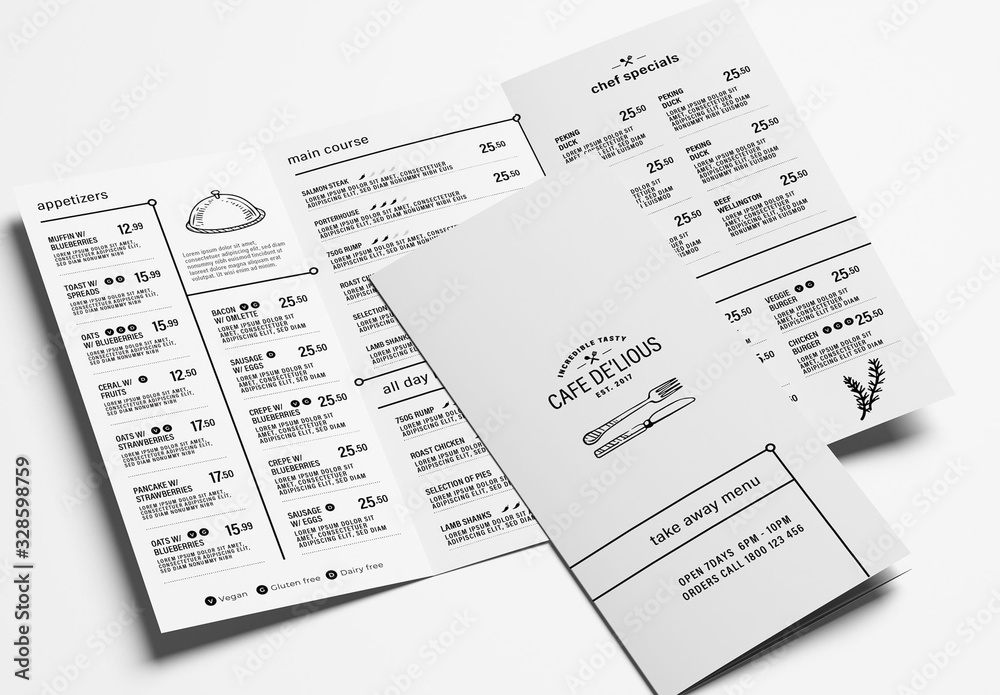 Simple Trifold Menu Layout Stock Template | Adobe Stock