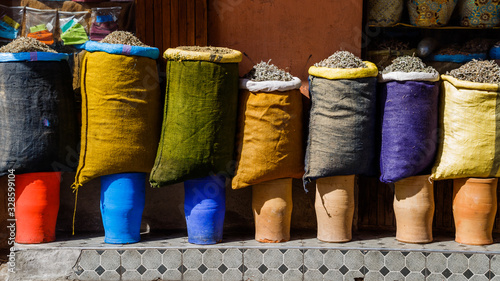 Image of spices market in Morocco.