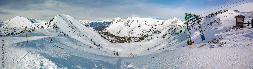 Planneralm skiing resort in winter, Austrian Alps