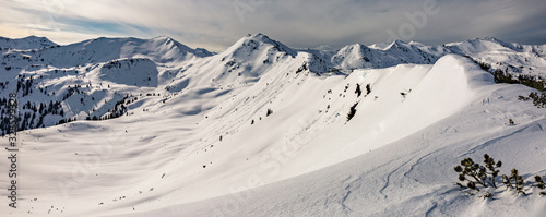 Planneralm skiing resort in winter,  Austrian Alps photo