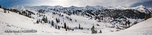 Planneralm skiing resort in winter,  Austrian Alps photo