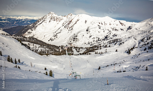 Planneralm skiing resort in winter,  Austrian Alps photo