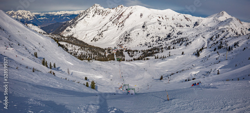 Planneralm skiing resort in winter,  Austrian Alps photo