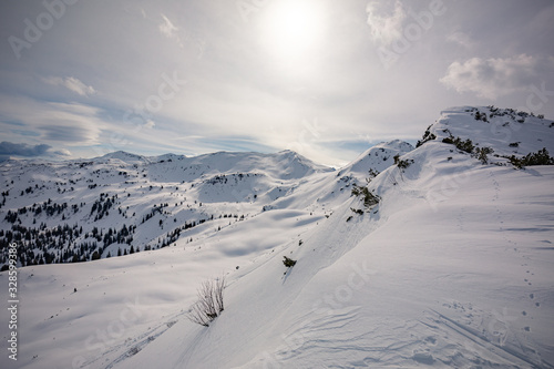 Planneralm skiing resort in winter,  Austrian Alps photo
