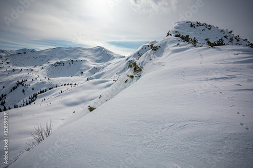 Planneralm skiing resort in winter,  Austrian Alps photo