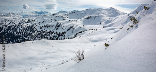 Planneralm skiing resort in winter,  Austrian Alps photo