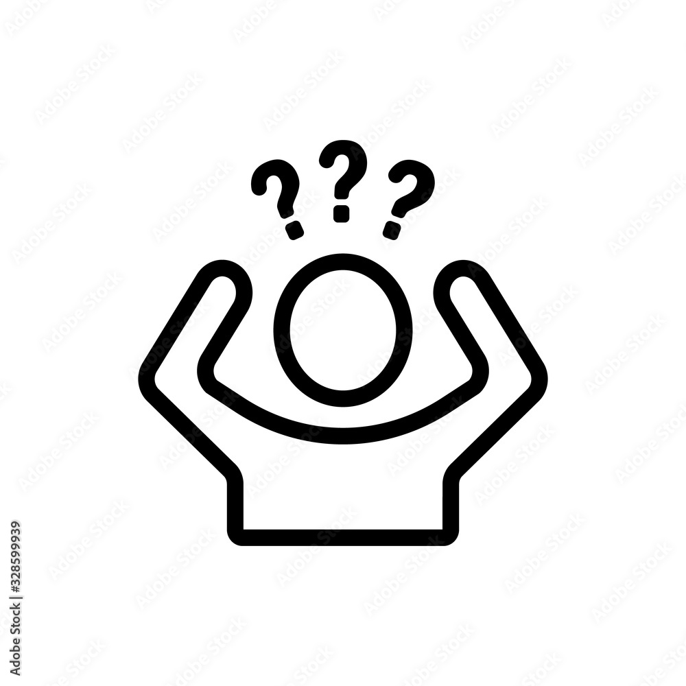 doubts and thoughts of the icon vector. Thin line sign. Isolated contour symbol illustration - obrazy, fototapety, plakaty 