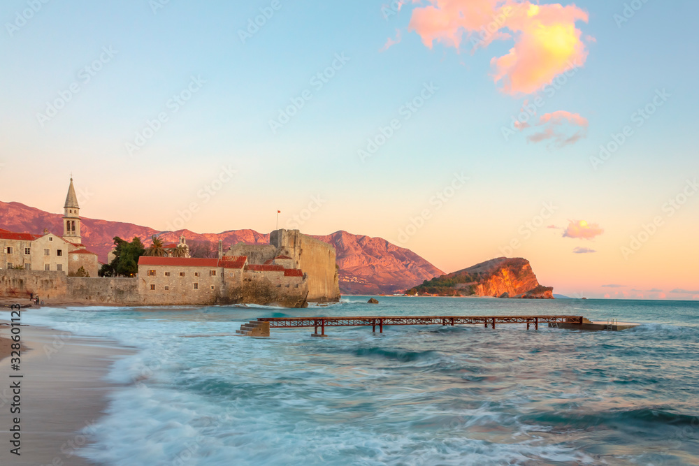 Old town on the coast of Montenegro in Budva