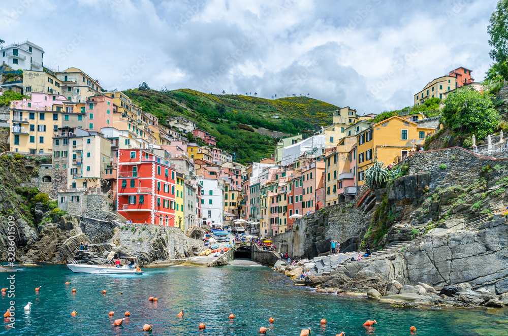 Riomaggiore beautiful village in Cinque Terre UNESCO heritage site, Italy