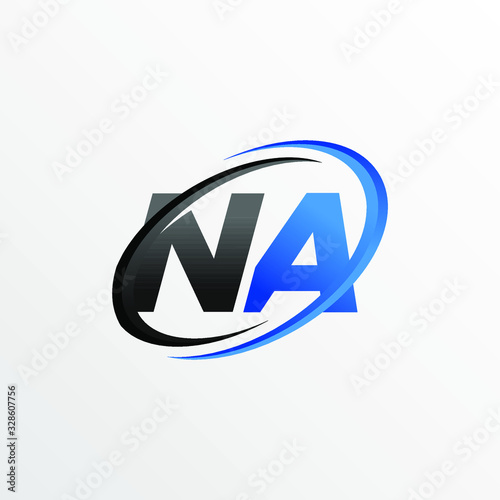 Initial Letters NA Logo with Circle Swoosh Element