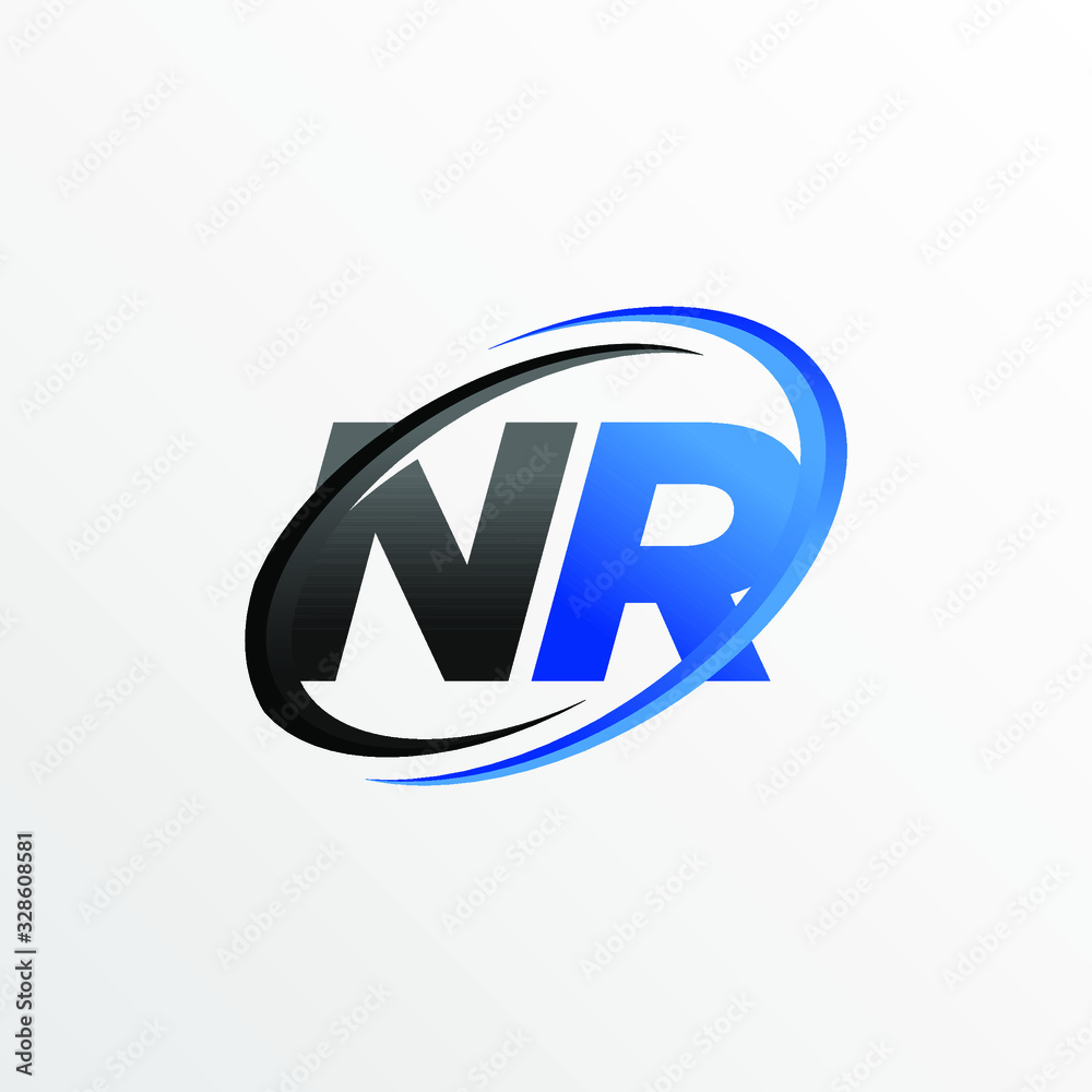 Initial Letters NR Logo with Circle Swoosh Element