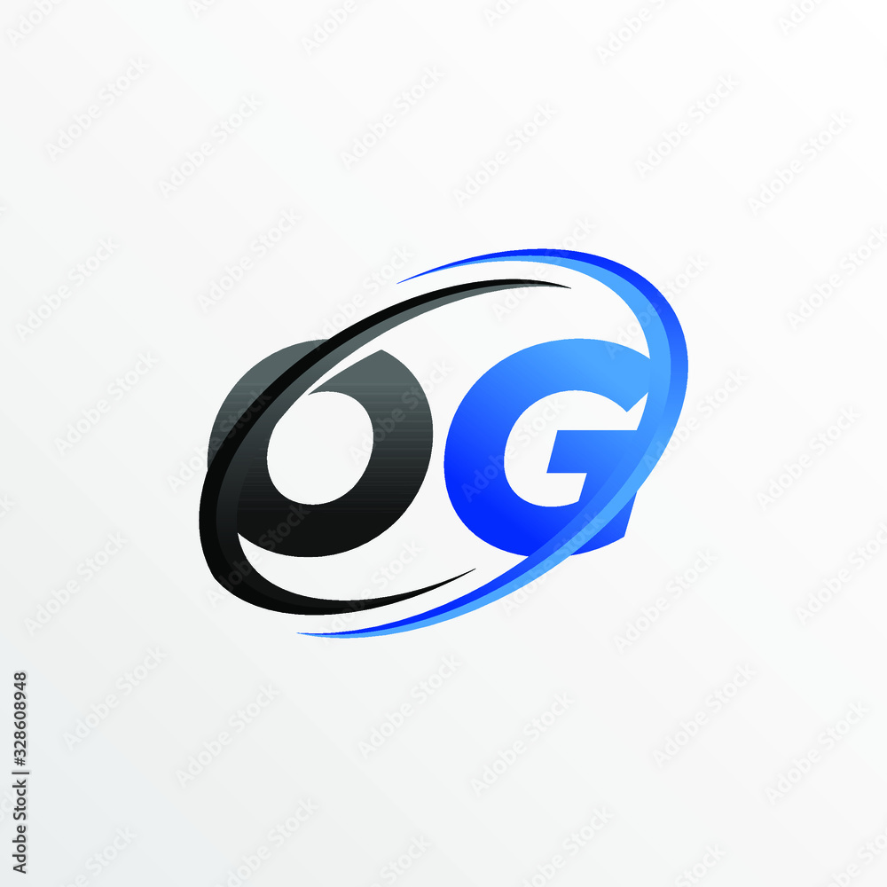 Initial Letters OG Logo with Circle Swoosh Element Initial Letters OG Logo with Circle Swoosh Element