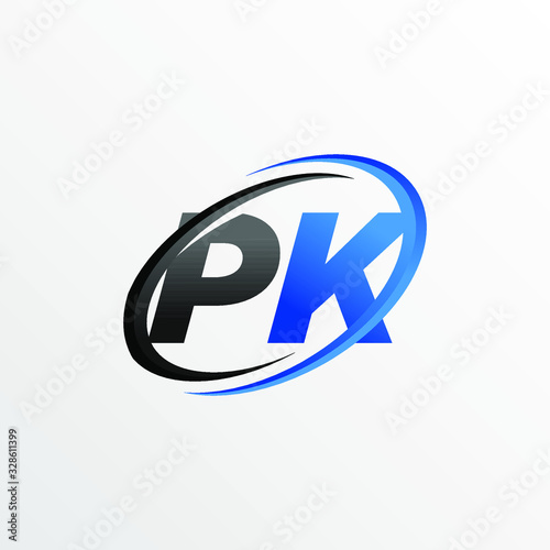 Initial Letters PK Logo with Circle Swoosh Element