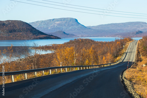 Принти на полотні View of Kilpisjarvi village, with Saana mountain, Lake Kilpisjärvi, Enontekiö mu