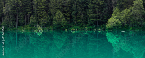 Panoramic view of perfect pine tree reflections © SNEHIT PHOTO