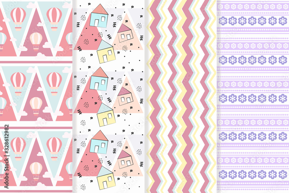 Fototapeta premium Minimal sweet pastel color seamless patterns