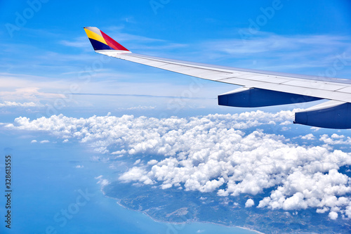 Clouds seen from an airplane. photo