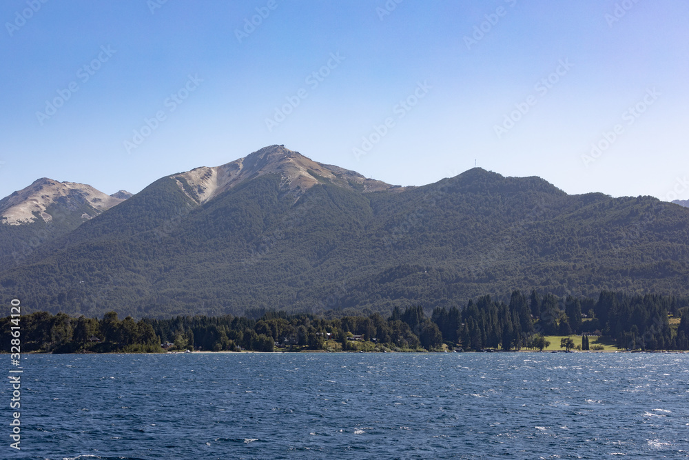 View of BahiaManzano from Catamaran on Lake Nahuel Huapi, Villa la Angostura, Patagonia Argentina View of BahiaManzano from Catamaran on Lake Nahuel Huapi, Villa la Angostura, Patagonia Argentina