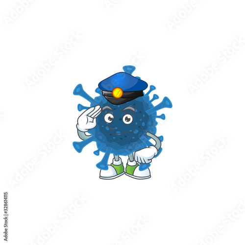 A character design of coronavirus desease working as a Police officer