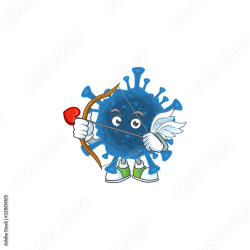 A lovely coronavirus desease Cupid with arrow and wings